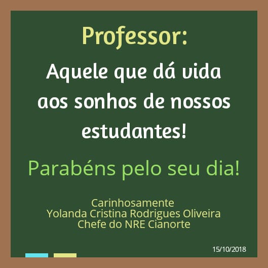 Banner sobre o Dia do Professor 2018