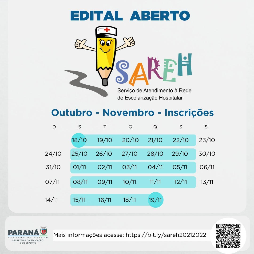 INSCRIÇÕES ABERTAS Inscreva-se já! De 26/10 até as 15h do dia 30